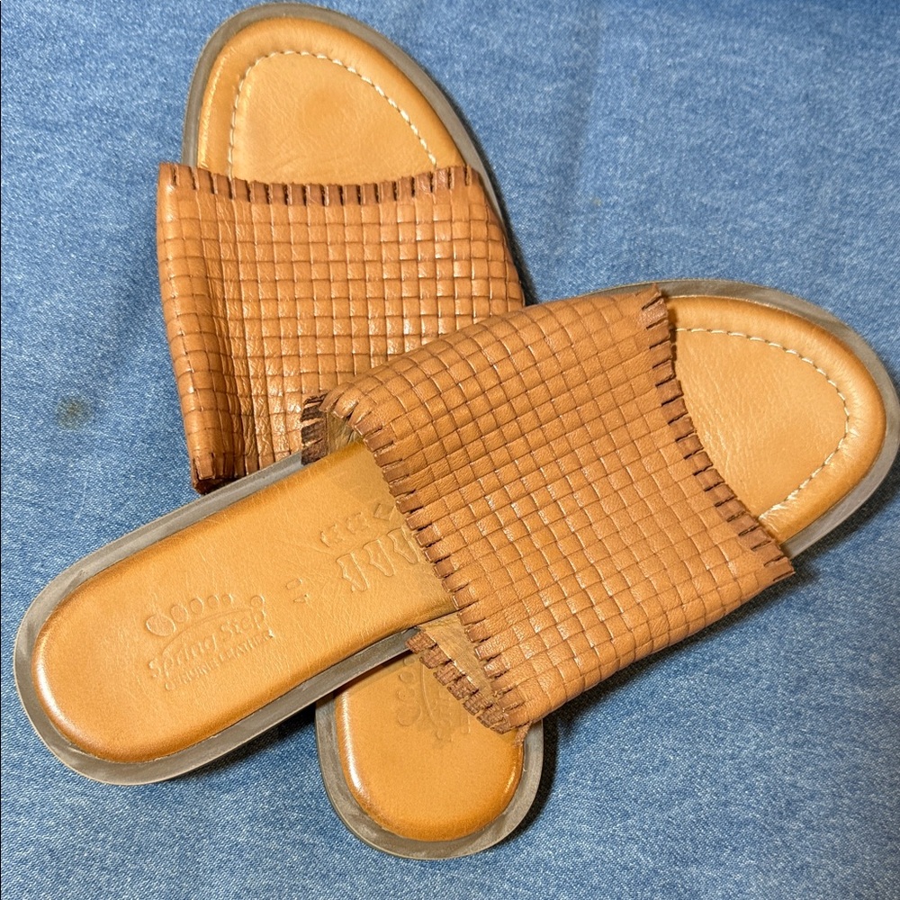 Spring Step Woven Tan Leather Sandals sz 40 Eur